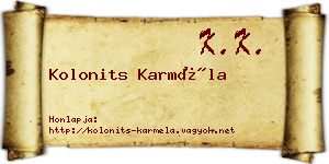 Kolonits Karméla névjegykártya